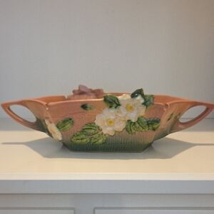 Vintage Roseville White Rose Console Bowl